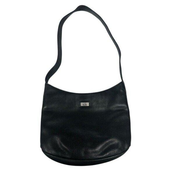 The Sak Handbags - The Sak Pure Leather Shoulder Bag Handbag Purse Black Pebbled Vintage